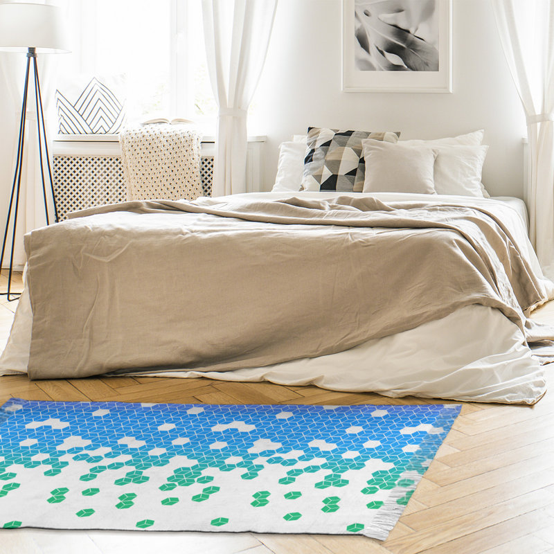 Tapis à cubes bleu/blanc culbuté Mcguigan, Oui