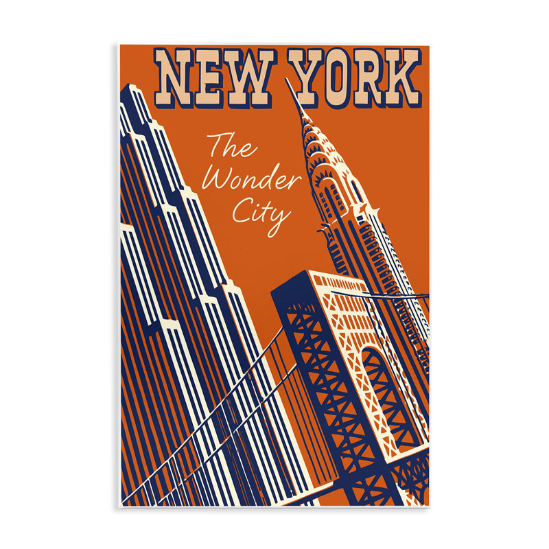 Plaque murale New York The Wonder City, design par Marcus Jules, H 15 po x l 10 po