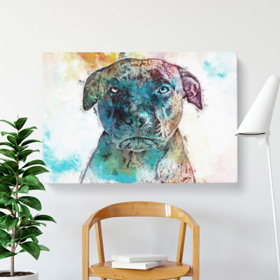A Staffordshire Bull Terrier Dog - Wrapped Canvas