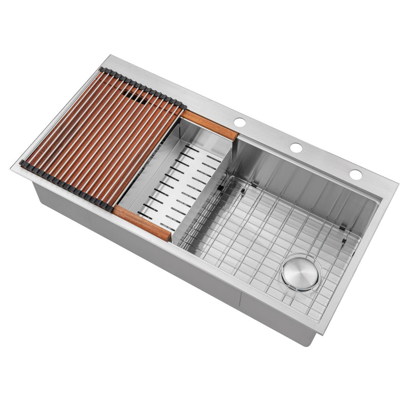 CozyBlock 42'' L Drop-In Single Bowl Stainless Steel Kitchen Sink, Stainless Steel