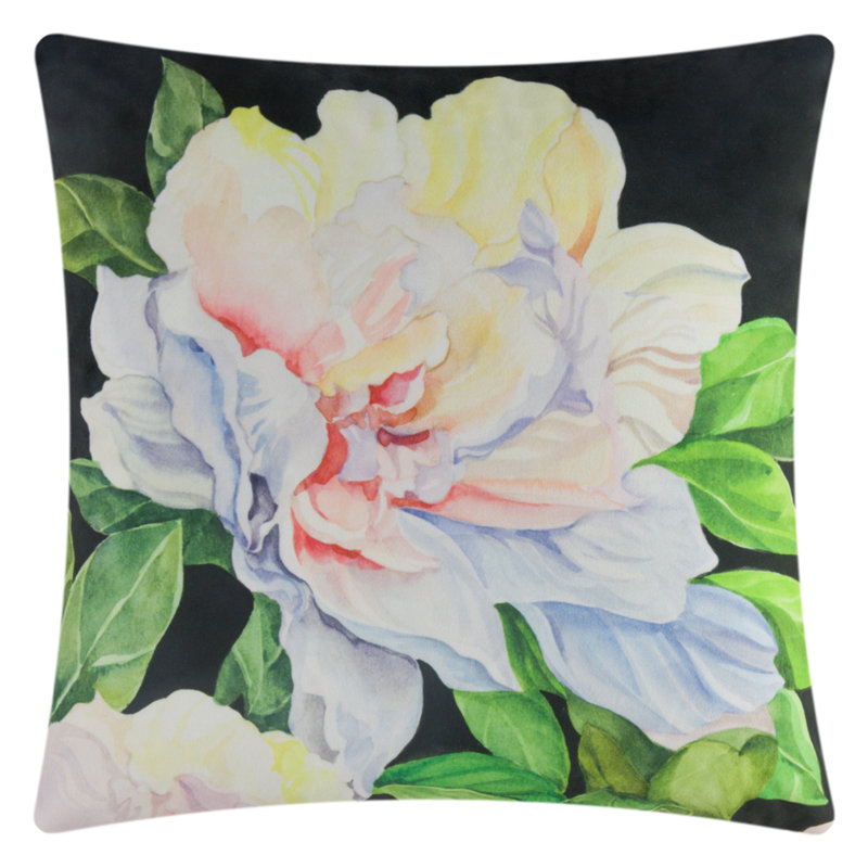 Housse de coussin décoratif à motif floral 18 x 18 po