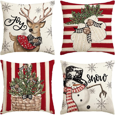 Gants de Noël bonhomme de neige renne, housses de coussin rouge eucalyptus, 18 x 18 pouces, Hiver