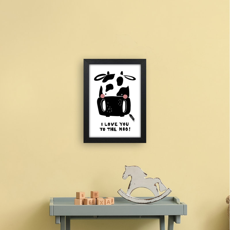 Cow by Miniofmine - Print, 34cm H x 25cm W x 3cm D, Brown Framed