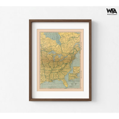North America East United States Canada, East Coast Poster Print Map, North American Atlas Wall Art, Guest Bedroom Wall Art Print