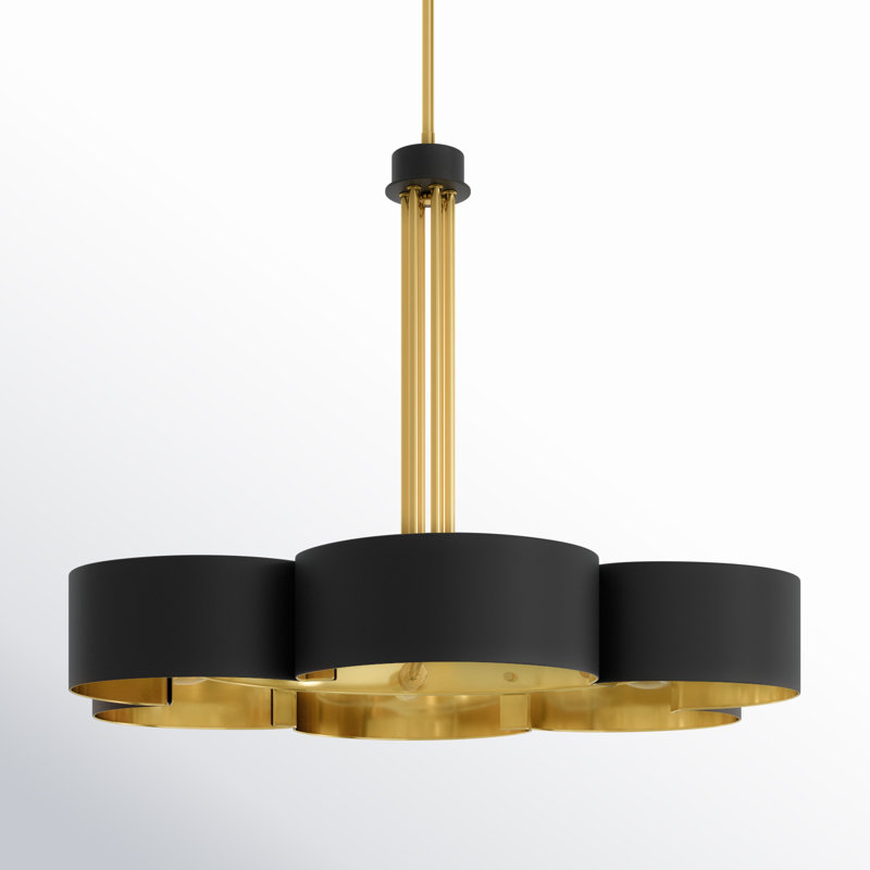 6 - Light Dimmable Geometric Chandelier, Matte Black, Black