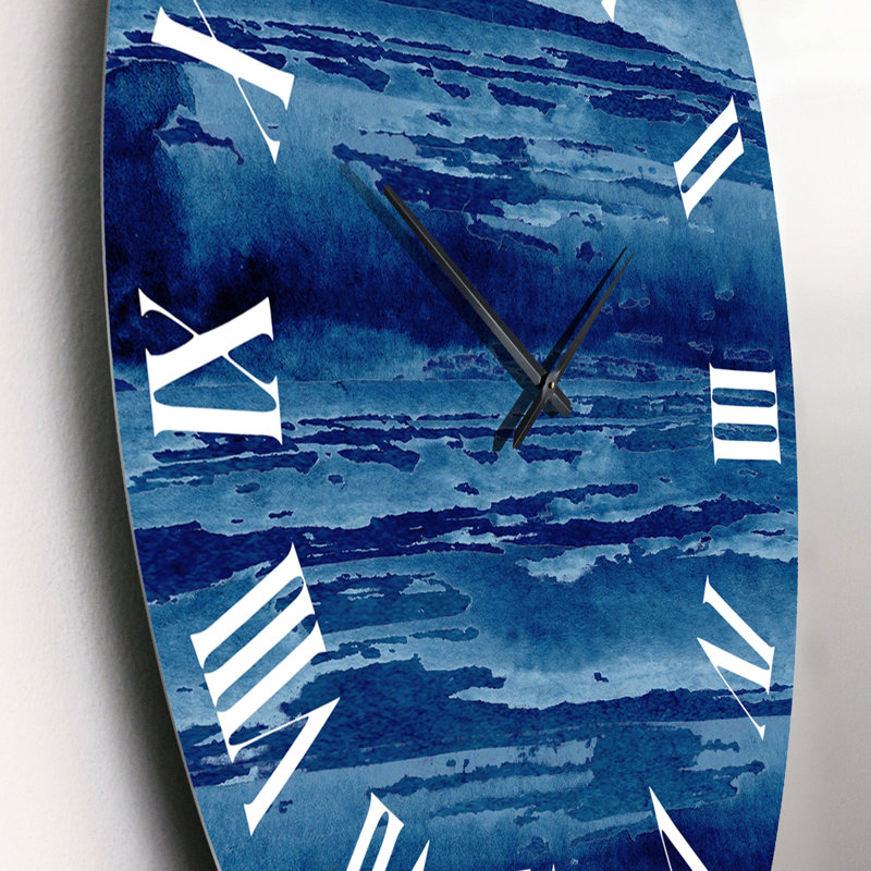 Abstrait bleu classique I - horloge murale moderne, Petit