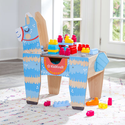 Llama Pinata Building Bricks Wooden Table with 50 Blocks