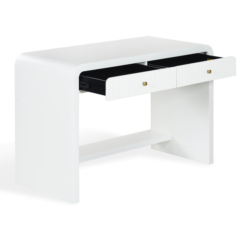 Liabella 2 Drawer Curved Desk, White