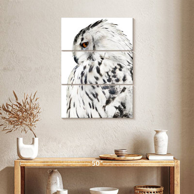 Chouette effraie blanche sur toile, 3 pièces