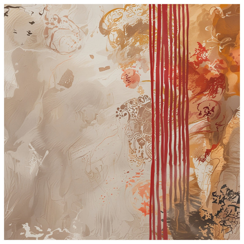 Abstract Beige Red Art Comforter, Twin