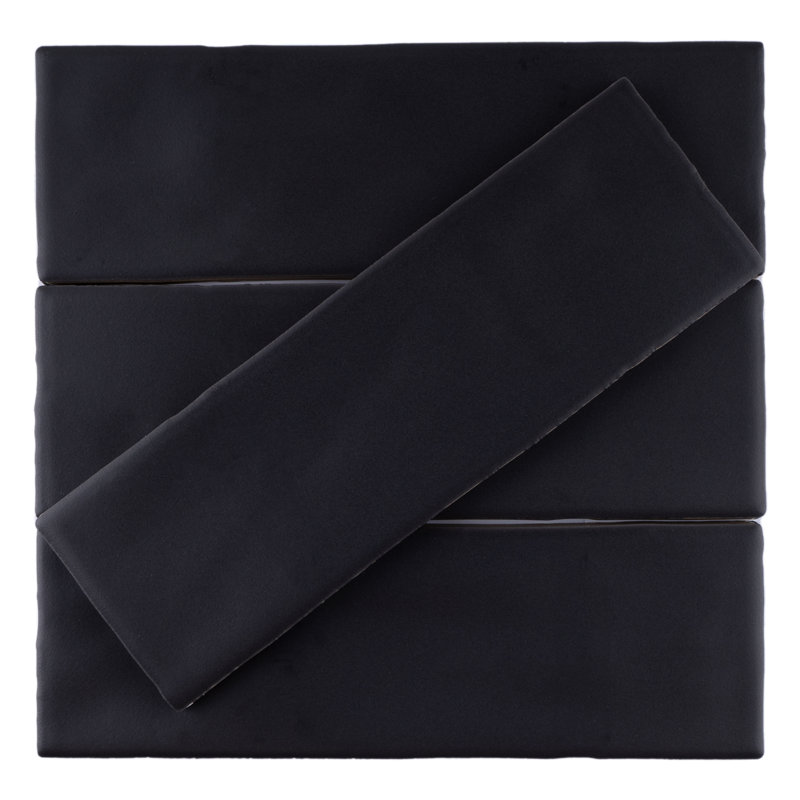 Borgo Subway 2.6 in. x 7.9 in. Polished Porcelain  Floor and Wall Tile, Matte Noir Black