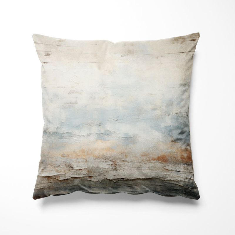Coussin décoratif beige et bleu tempête océan, H 18 po x l 18 po