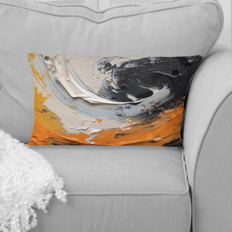 Coussin orange et noir Mystic Spirals II - Abstract Spirals