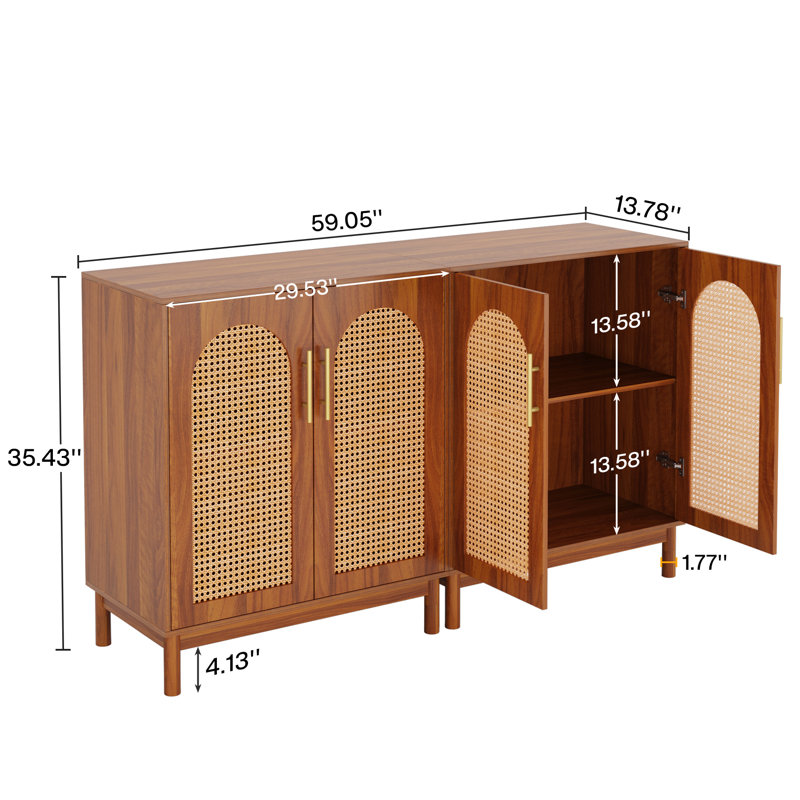 Buffet de 59 po de largeur Willits, Orange