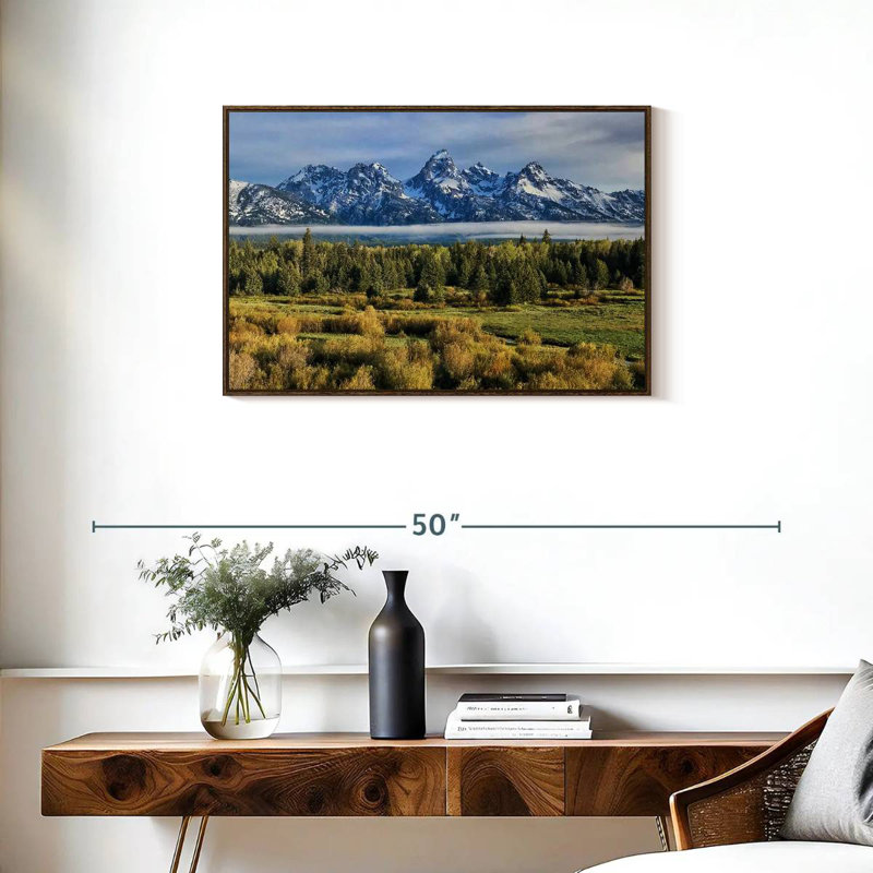 Grand Teton Sierras, Cadre flottant en noyer, 31 po x 21 po