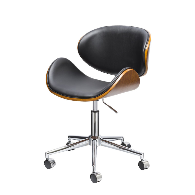 Chaise de bureau pivotante à hauteur réglable brune, noire et argentée