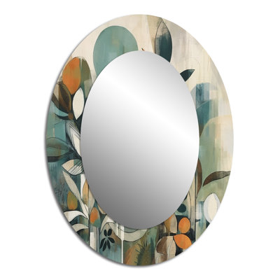 Miroir décoratif géométrique ovale orange et vert abstrait Bohemia III