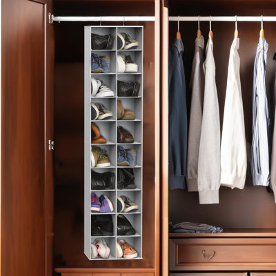 Hanging Closet Organizers 20 Section Shoe Shelves, Gray