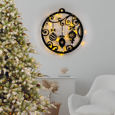 Stylish Decorative Metal Wall Accessory, Black, 23.6 x 25.2 inches | 100% Metal, Thickness: 0.05 inches | Battery Operated (3 AA, Max 3.15 W) | Easy Wall Hanging Design | Perfect for Home Decor & Modern Spaces