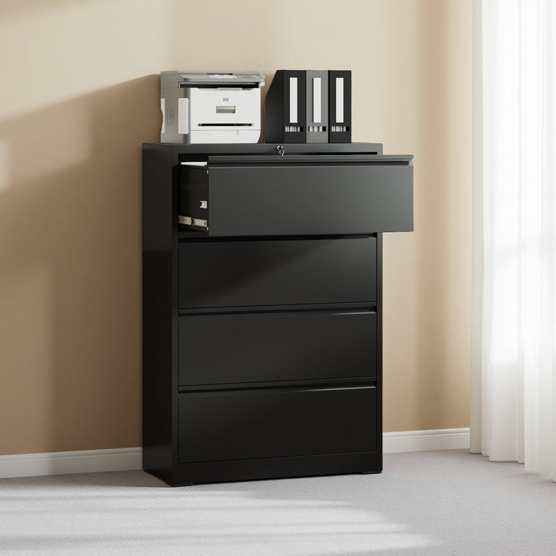 Drawer Lateral File Cabinet With Lock – Tall Heavy-Duty Metal Filing Cabinet For Home Office, Space-Saving Wide Storage For Letter/Legal/A4/F4, Quiet Full-Extension Slides