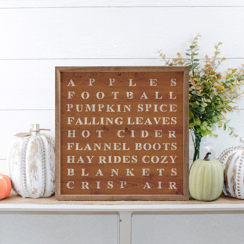 " Fall Words Orange ", 24" H x 24" W x 1" D