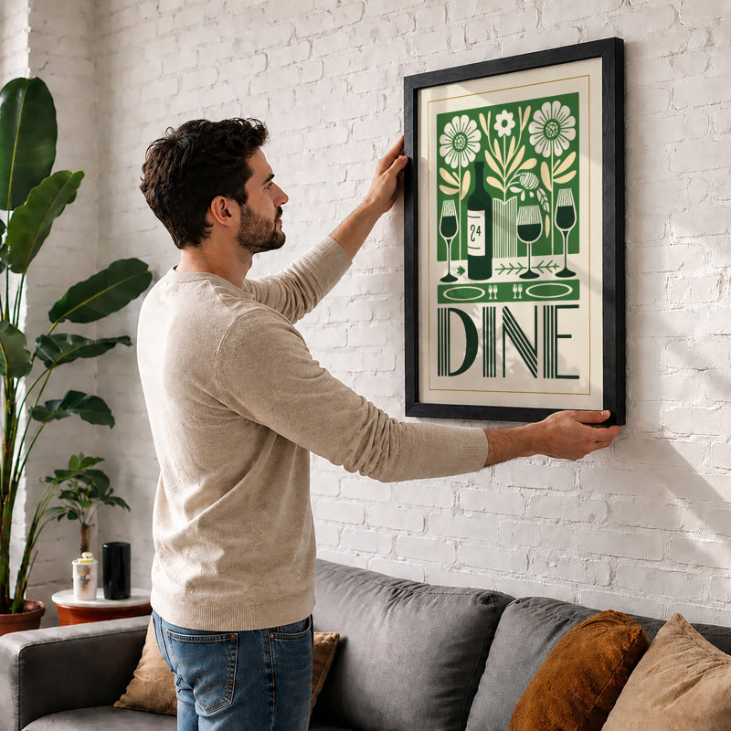 Dine by Design Art Deco - Framed Print, Walnut, A1 - 84.1 x 59.4 cm
