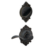 Interior Handleset Accent Lever and Interior Single Cylinder Deadbolt Thumbturn with Brookshire Trim