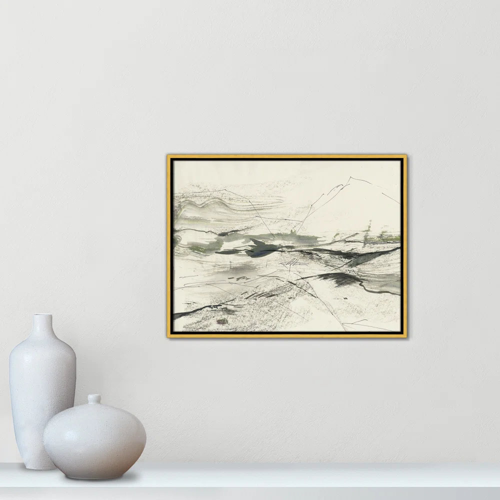 Green Sketches Print by PI Studio, 19.5" H x 25.5" W x 2" D, Gold Floater Framed, No Mat