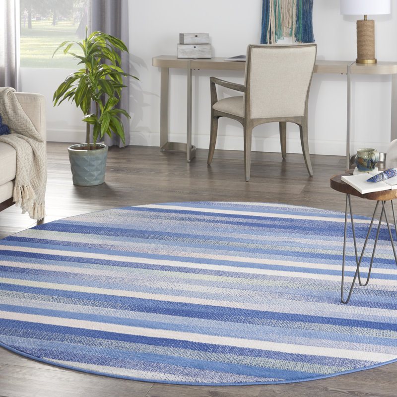 Striped Indoor Rug, Round 8'