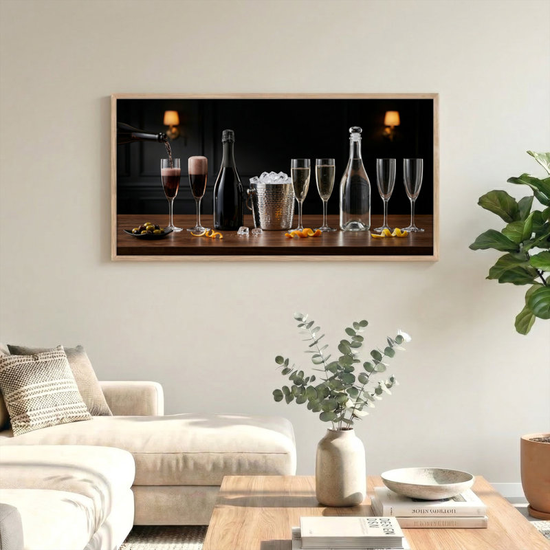 Ensemble de 1 tableau sur toile pour bar à vin, 40“W x 20”H, Naturel