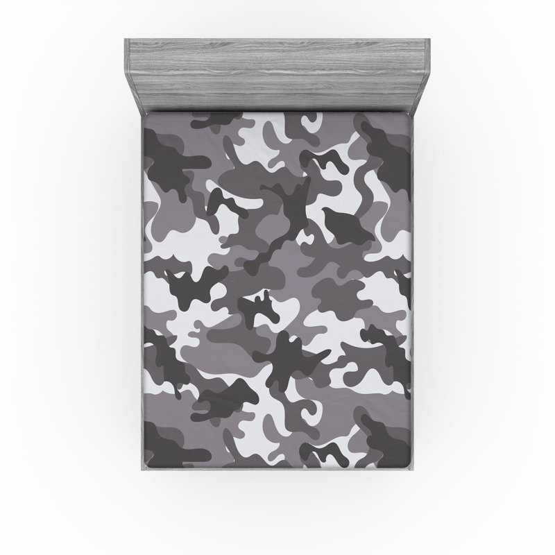 Drap-housse Ambesonne, paquet de 2, Camouflage gris / noix de coco, Drap-housse grand