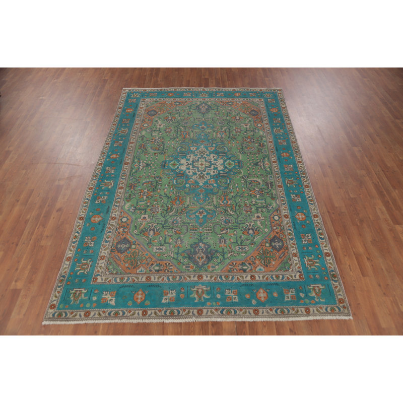 Tapis traditionnel rétro vert 6 x 10