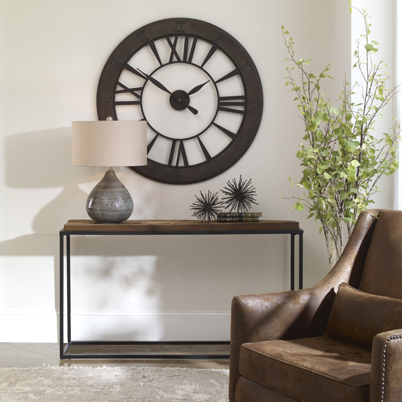 Averly 54'' Natural Wood and Black Metal Console Table