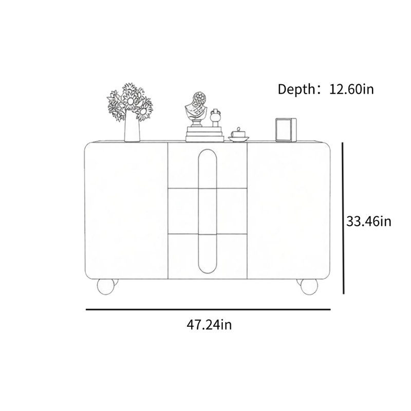 Buffet décoratif crème de style minimaliste, H 33,46 po x l 47,24 po x P 12,6 po, Bois robuste / blanc