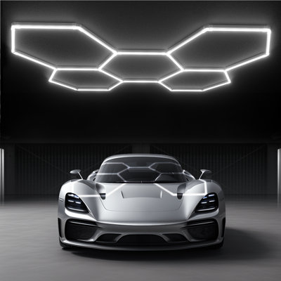  Éclairage de garage hexagonal à DEL, système d'éclairage ultra lumineux 168W 18480LM, blanc froid 6500K, plafonnier en nid d'abeille bricolage, version économique, modèle grand et lumineux