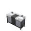 Meuble-lavabo double noir et gris 60 po X P 22 po D, dessus en marbre gris château et robinet noir mat-229703201