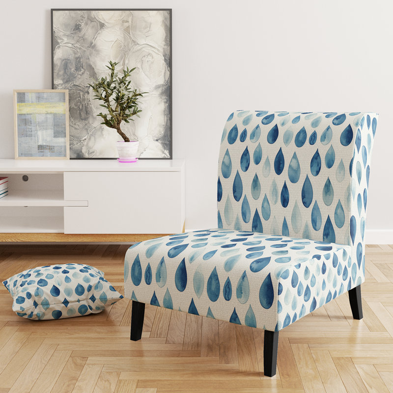Fauteuil de chambre Paisley - Fauteuil de chambre bleu et beige Teardrops, Pantoufle sans accoudoirs