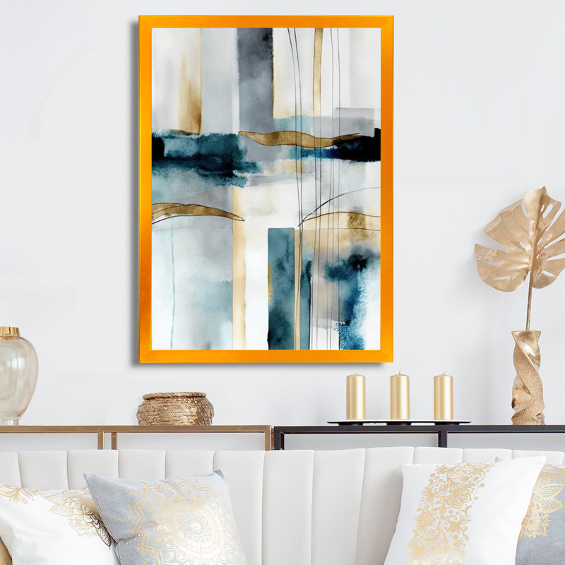 «Abstract Transitional Modern Shapes IV», reproduction sur toile, L 30 po x H 40 po, Impression dorée sur toile encadrée