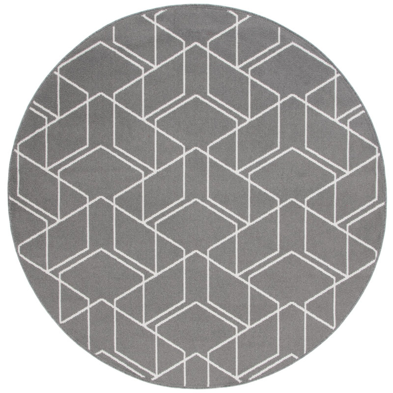 Cotita Performance Geometric Rug, Round 6'7"