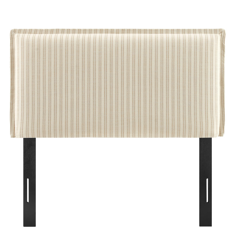 Bentleyville Striped Linen Blend Twin Size Headboard In Oatmeal Stripe, Twin, Ivory