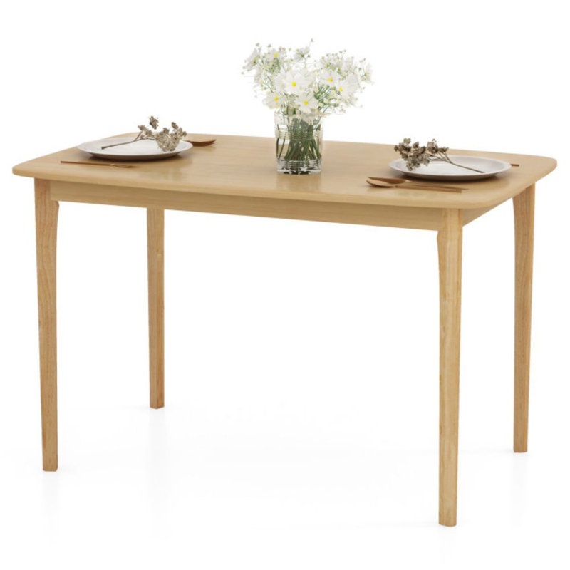 Table de salle à manger 48 pouces en bois massif avec pieds en bois d'hévéa pour la salle à manger de cuisine, Naturel