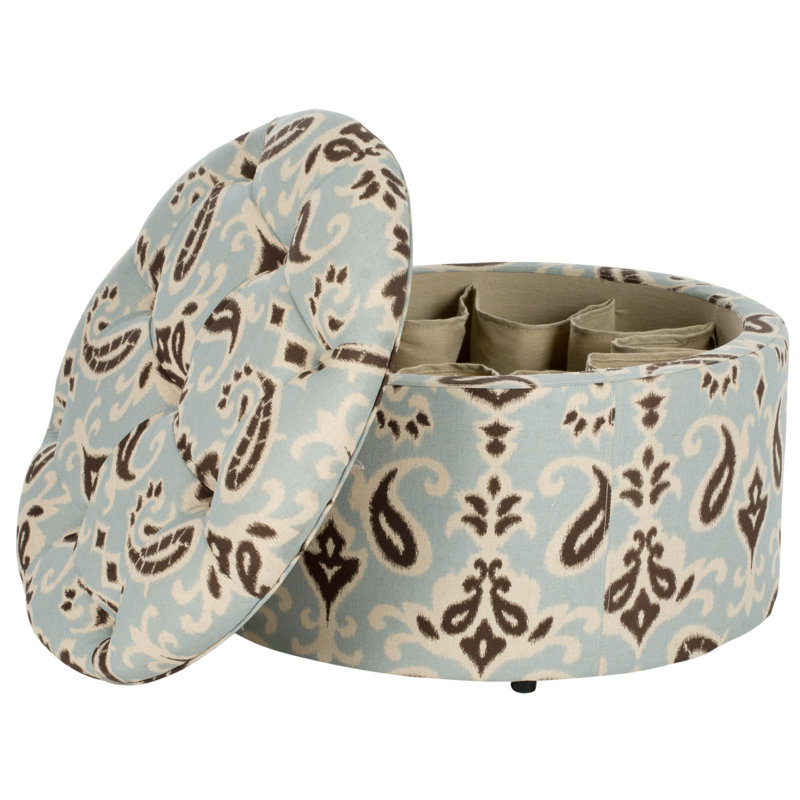 Repose-pieds capitonné Lenore, White/Brown