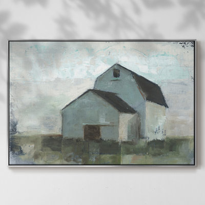 «Barn at Sunset I», peinture sur toile à cadre flottant