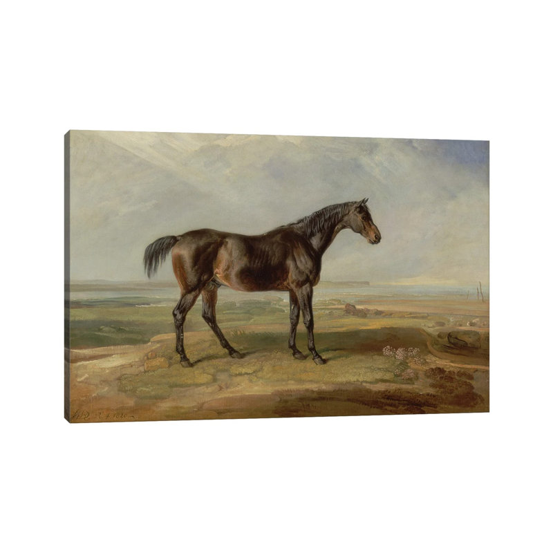 Dr. Syntax, A Bay Racehorse, Standing In A Coastal Landscape, An Estuary Beyond by James Ward - Wrapped Canvas Painting