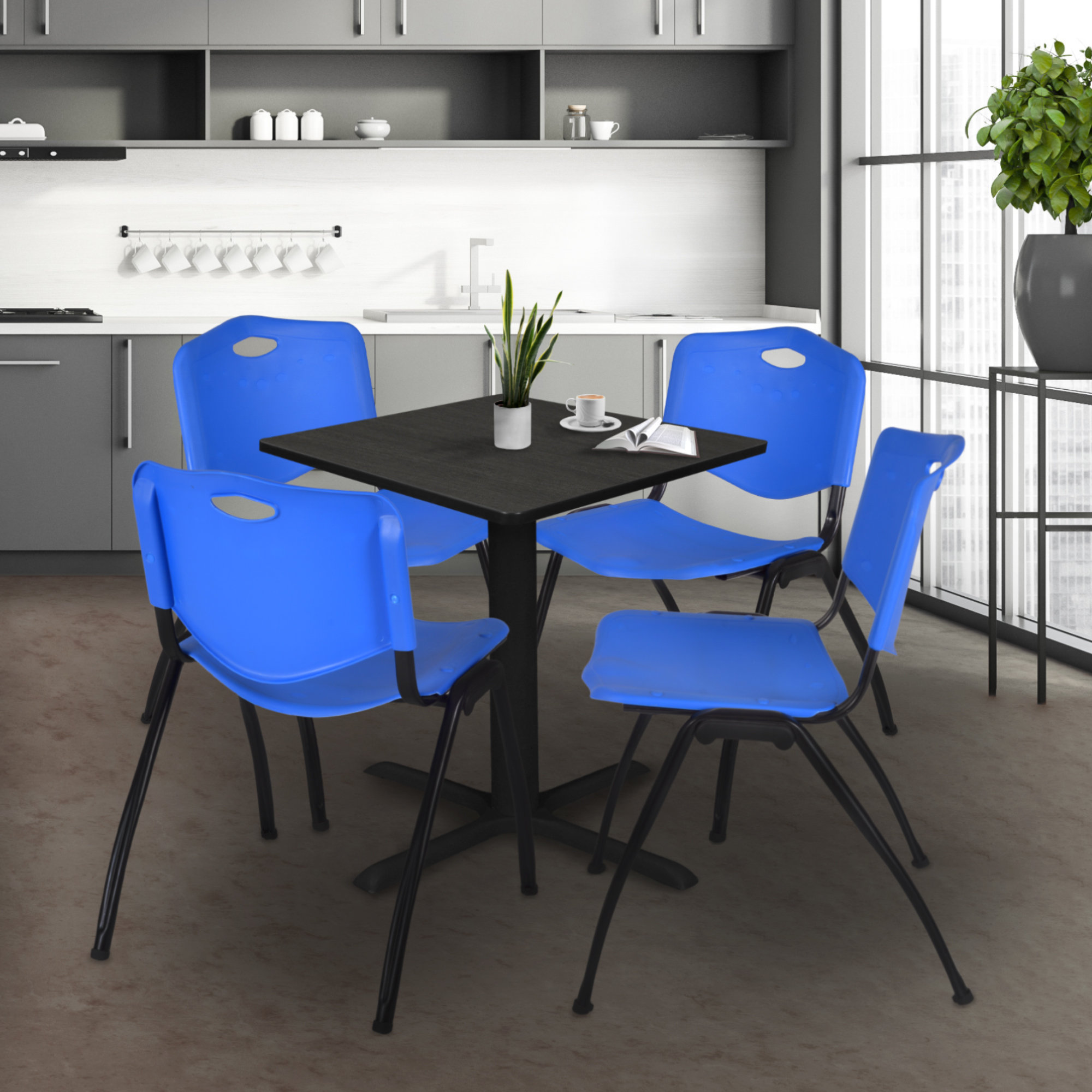 Regency Cain Square Breakroom Table & 4 M Stack Chairs - Wayfair Canada