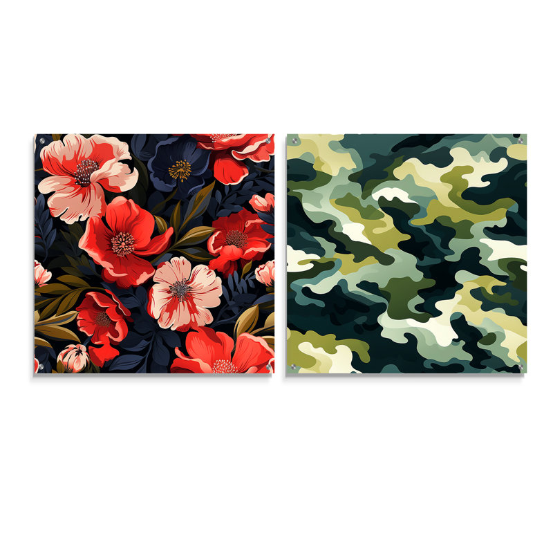 Heredia - Ensemble de 2 peintures murales abstraites en acrylique, H 30 po x l 61 po