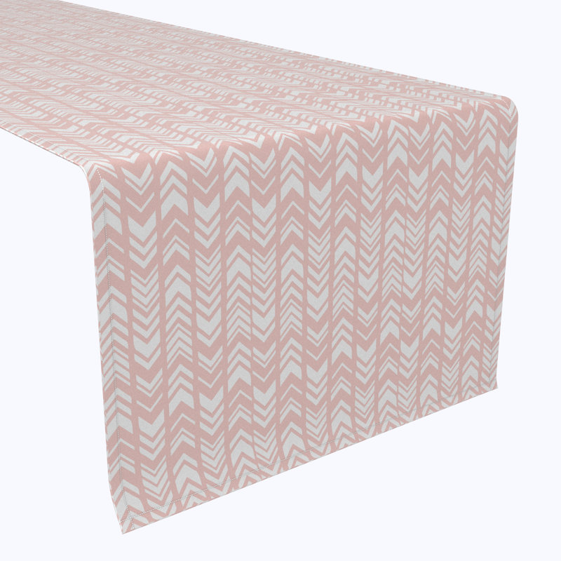 Table Runner, 100% Cotton, 16X108", Pink Abstract Arrows, 108" L x 16" W