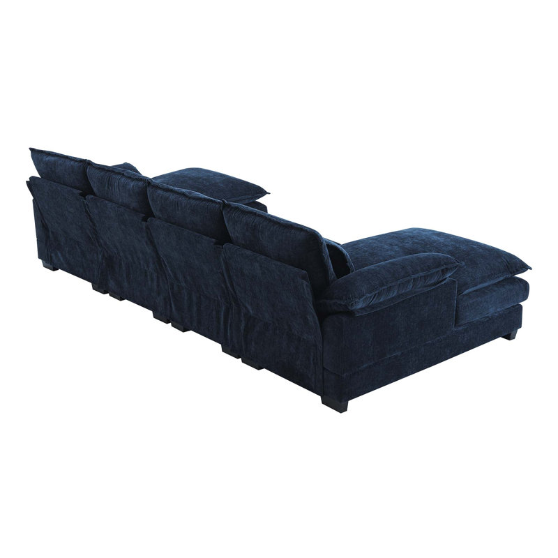 Alyzza Modern U-Shaped Sectional Sofa with Double Chaise & Lumbar Pillows – Sleeper Sofa for Apartments, Living Rooms