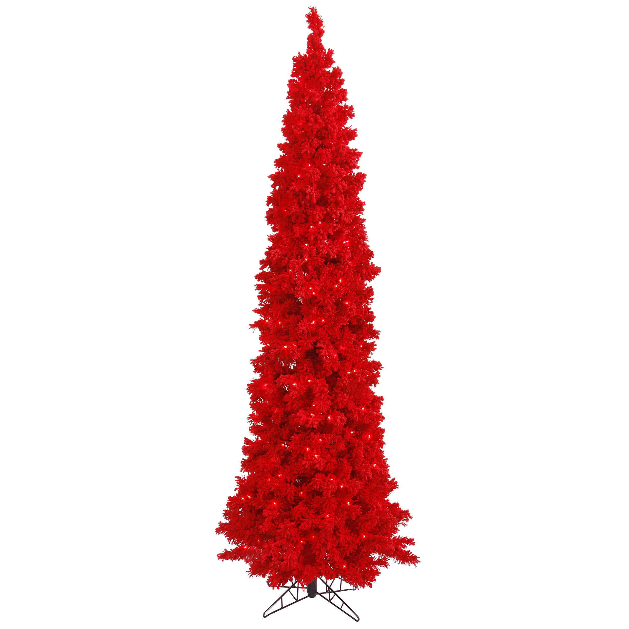 Hashtag Home Flocked Red Fir Lighted Fir Christmas Tree & Reviews Wayfair