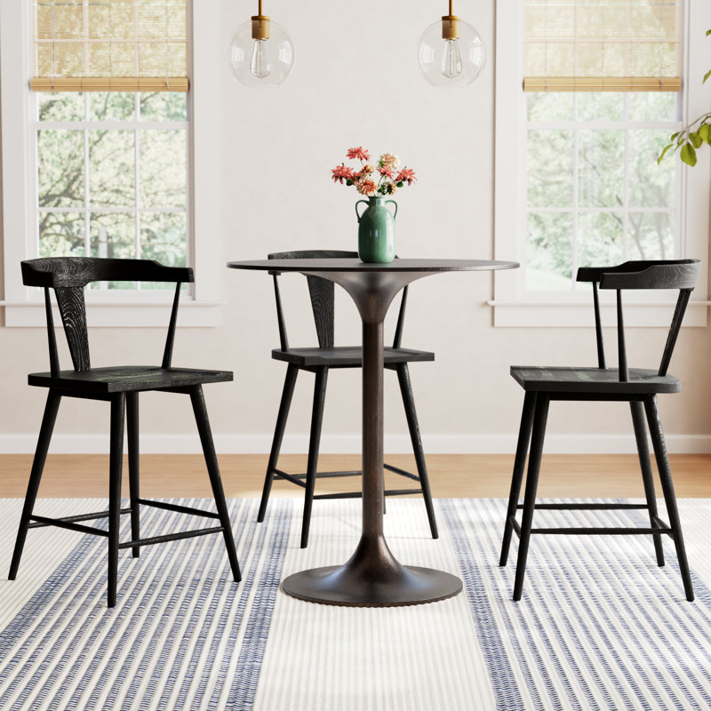 Roksana Bar Height Pedestal Dining Table, Counter Height ( 36" Height), Antique Rust
